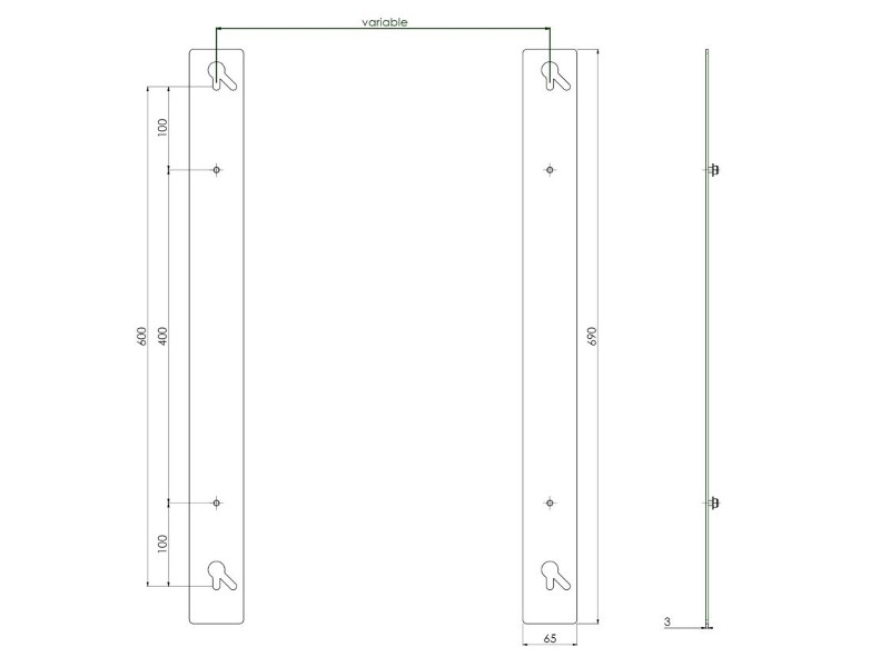 SmartMetals Zubehör VESA Adapter 600mm, Hochformat Maße