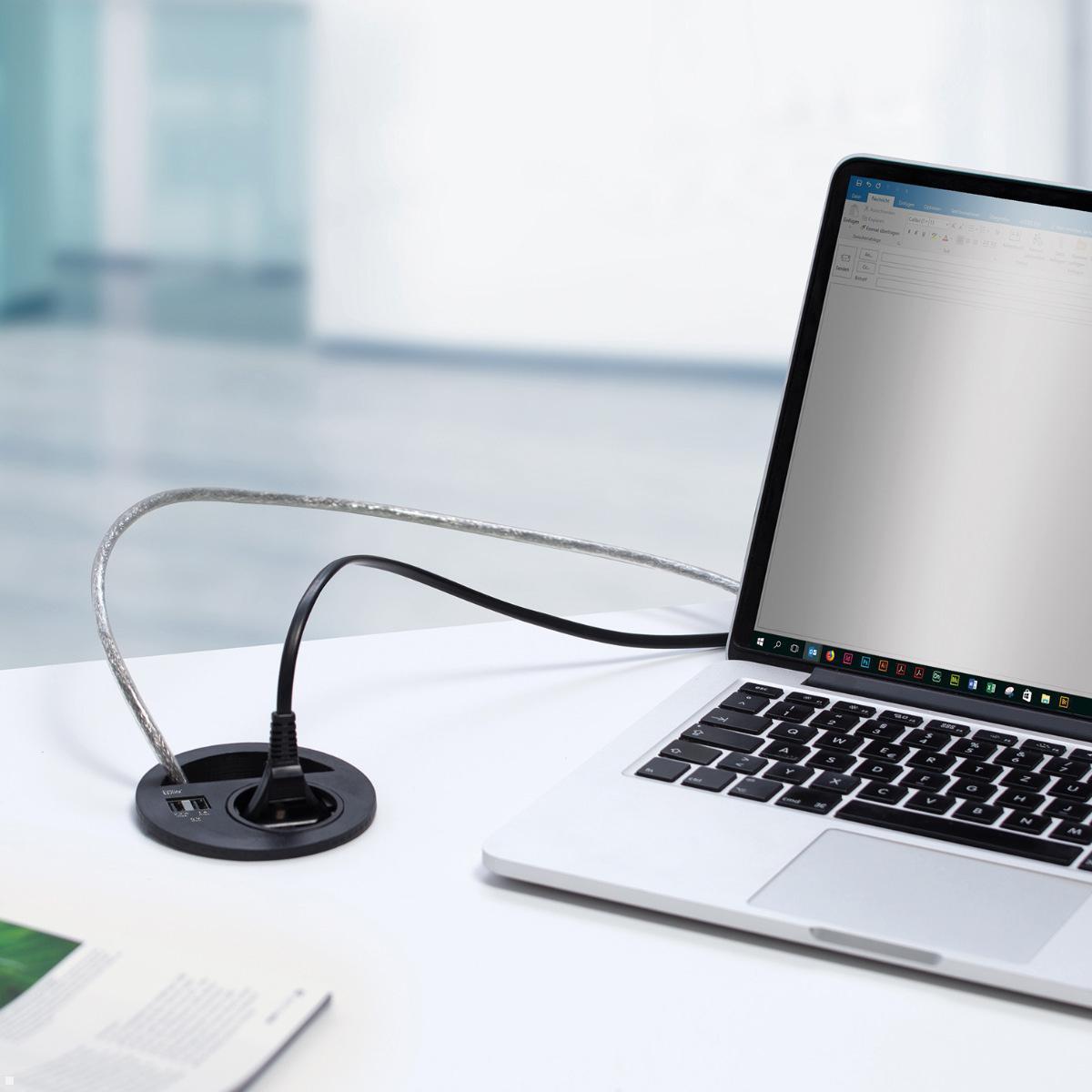 EVOline Circle80 Einbausteckdose mit USB-Charger C/C mit CAT6a, Anwendungsbeispiel EVOline Circle80 Einbausteckdose mit USB-Charger C/C mit CAT6a, Anwendungsbeispiel