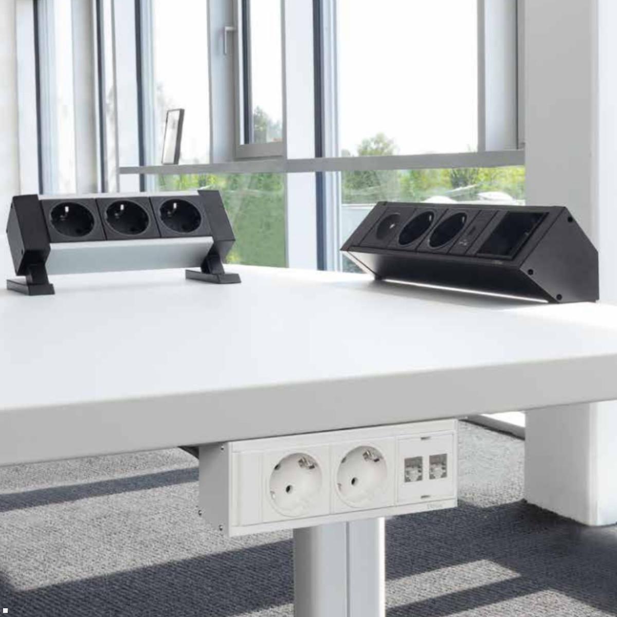 EVOline DockSquare 2-fach Steckdose 1x USB-A/C mit Befestigungszwingen, Anwendungsbeispiele EVOline DockSquare 2-fach Steckdose 1x USB-A/C mit Befestigungszwingen, Anwendungsbeispiele