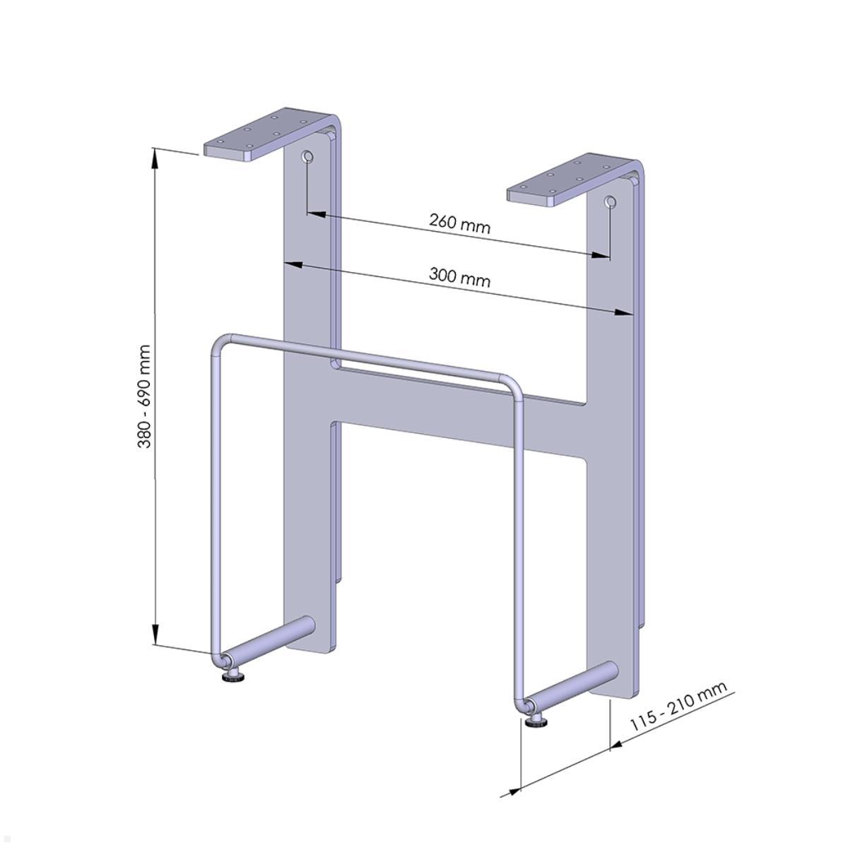 MonLines PCH010B PC Halterung Untertisch 115 - 210 mm, schwarz technische Zeichnung MonLines PCH010B PC Halterung Untertisch 115 - 210 mm, schwarz technische Zeichnung