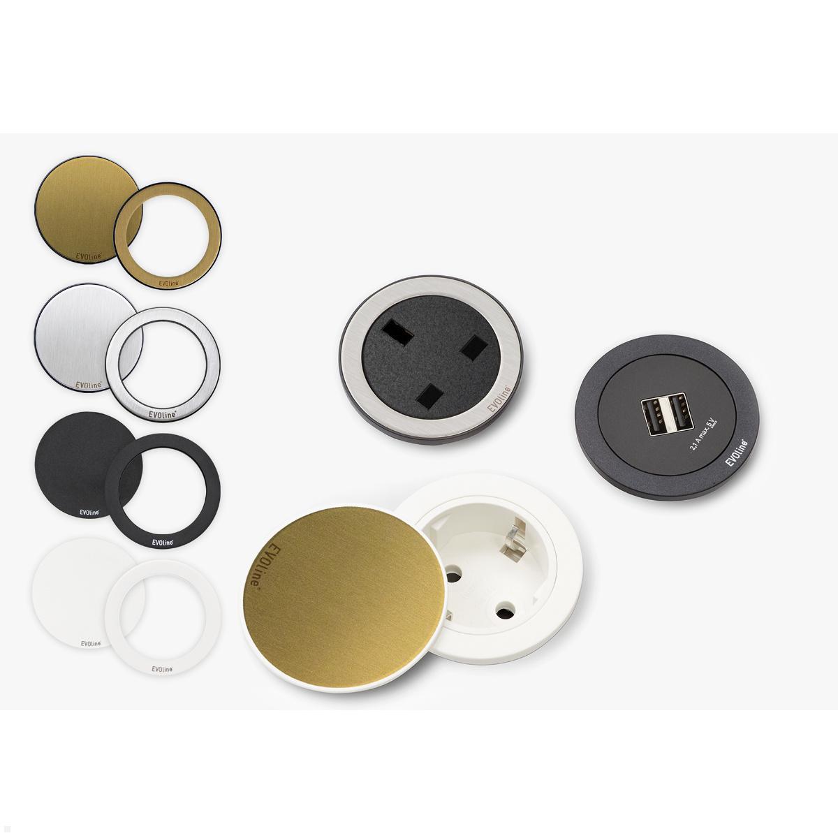 EVOline One Einbausteckdose mit USB-Charger A/C, weiß, Farbvarianten EVOline One Einbausteckdose mit USB-Charger A/C, weiß, Farbvarianten