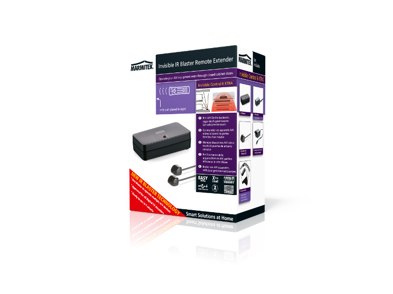 Marmitek XTRA IR-Ferbedienungsverlängerung mit Blaster Verpackung Marmitek XTRA IR-Ferbedienungsverlängerung mit Blaster Verpackung