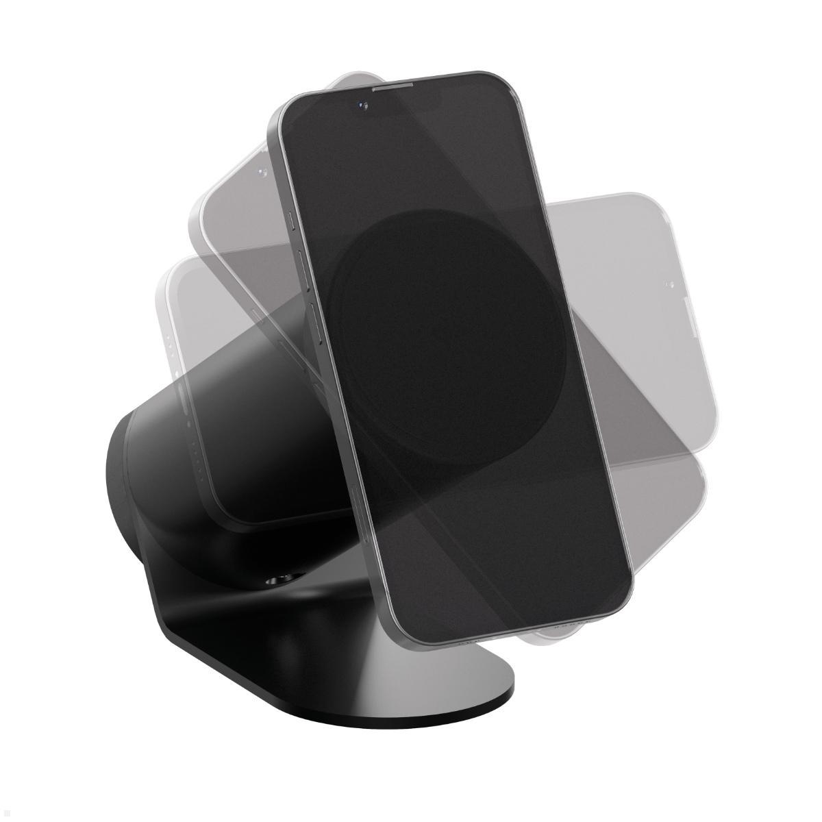 Bachmann NANO Tischsteckdose mit USB-C 45W, Qi2 Wireless Charger, 2 m, schwarz (BM0030779), kompakte Ladestation Schreibtisch