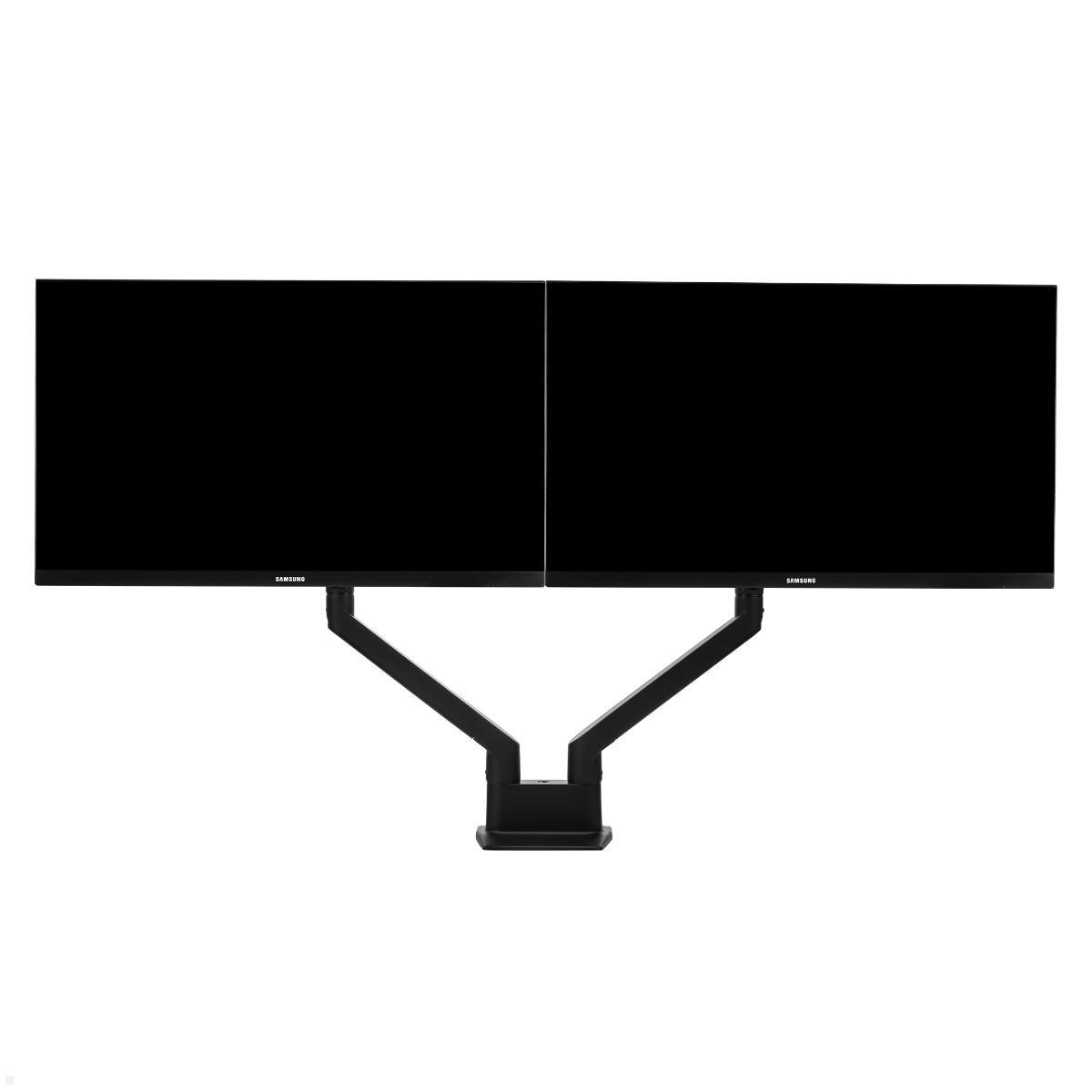 Fellowes Chicago dual Monitor Tischhalterung mit Monitoren Vorderansicht