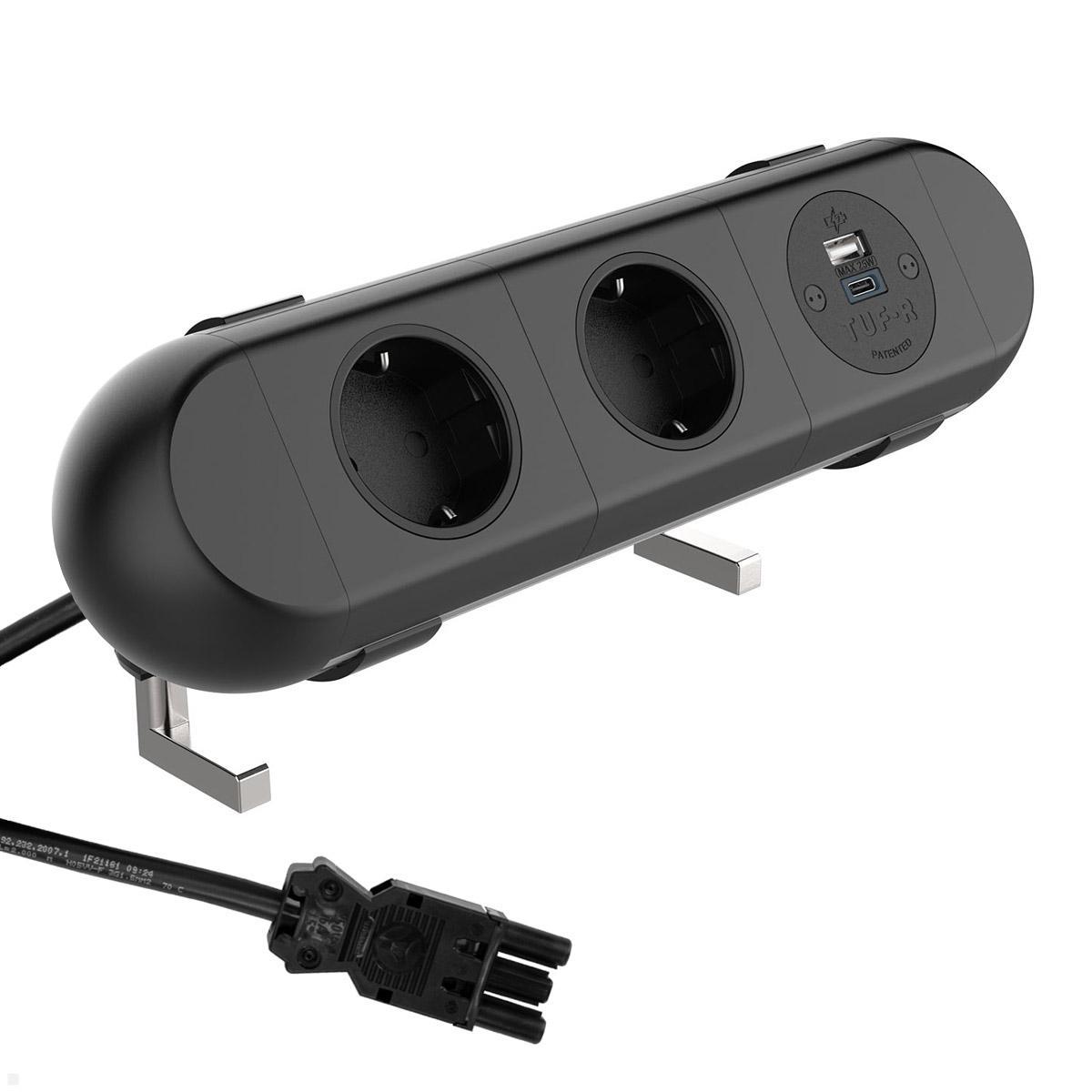 Dataflex Polar Tischanschlussfeld 2x Steckdose, 1x USB-A, 1x USB-C (25.103), schwarz Dataflex Polar Tischanschlussfeld 2x Steckdose, 1x USB-A, 1x USB-C (25.103), schwarz