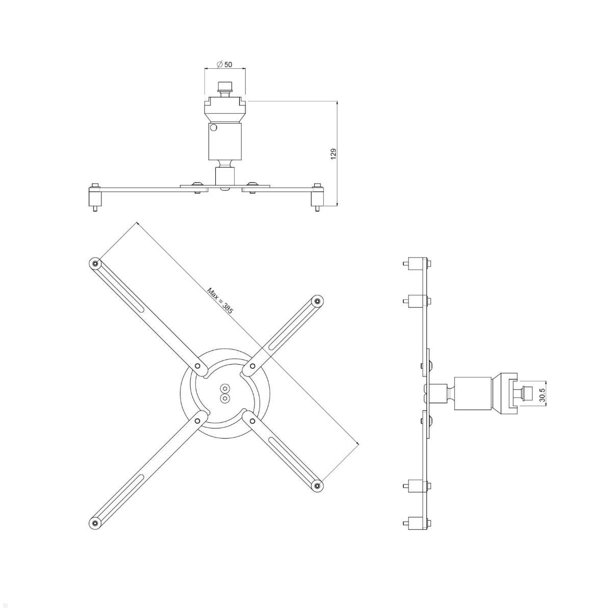 SmartMetals Beamerhalterung mit Klemme für Rohrbefestigung / Traverse, 130mm technische Zeichnung Projektor Halter SmartMetals Beamerhalterung mit Klemme für Rohrbefestigung / Traverse, 130mm technische Zeichnung Projektor Halter