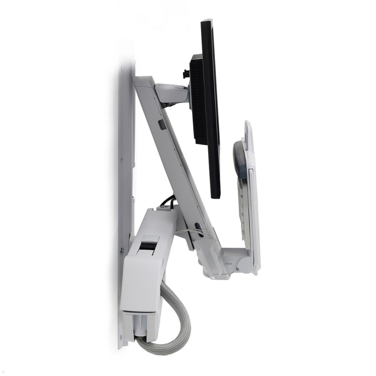 Ergotron 45-266-216 StyleView Sit-Stand Combo Wandhalter mit Tastaturablage, eingeklappt