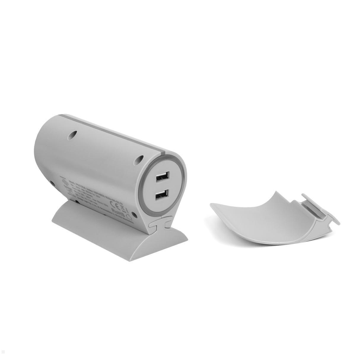 TecLines TSS001G Sofa Steckdose mit 2x USB-A Charger - 2 Befestigungsmöglichkeiten