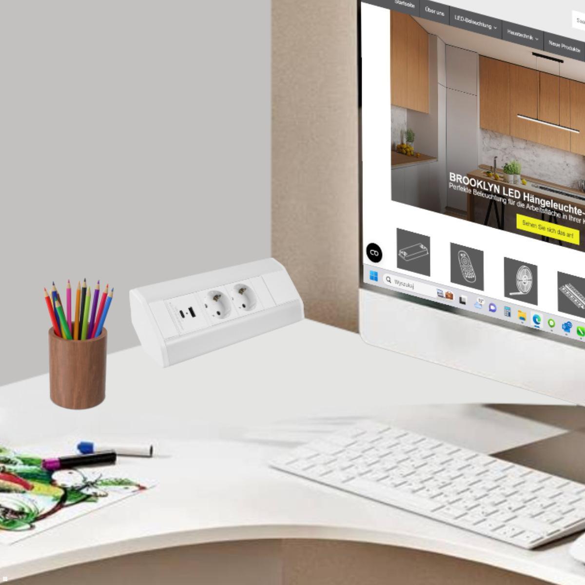 TecLines TAS003 2-fach Ecksteckdose mit 2x USB A+C Charger, Anwendung