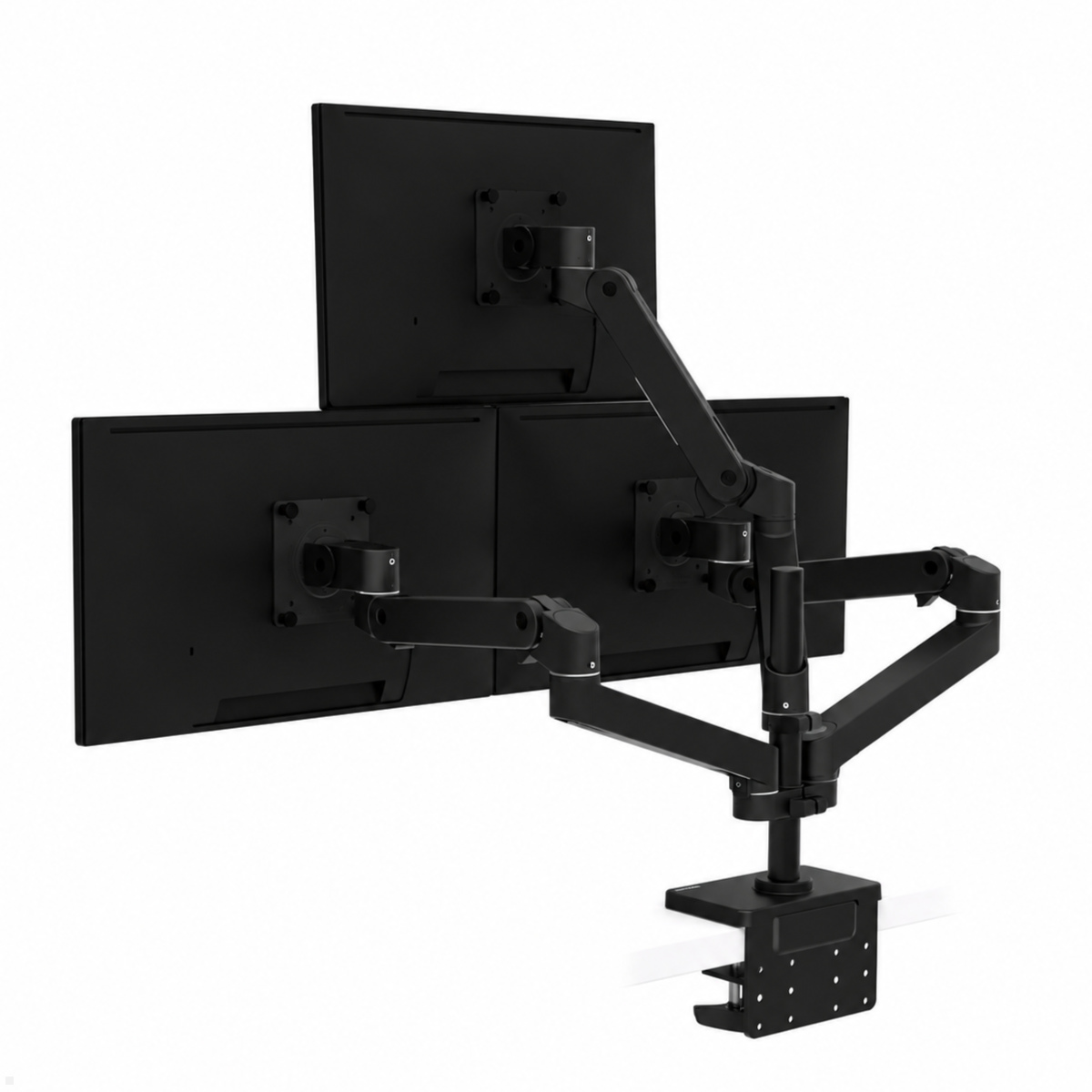 Ergotron LX Pro 3-fach Halterung, Ansicht mit Tischklemme