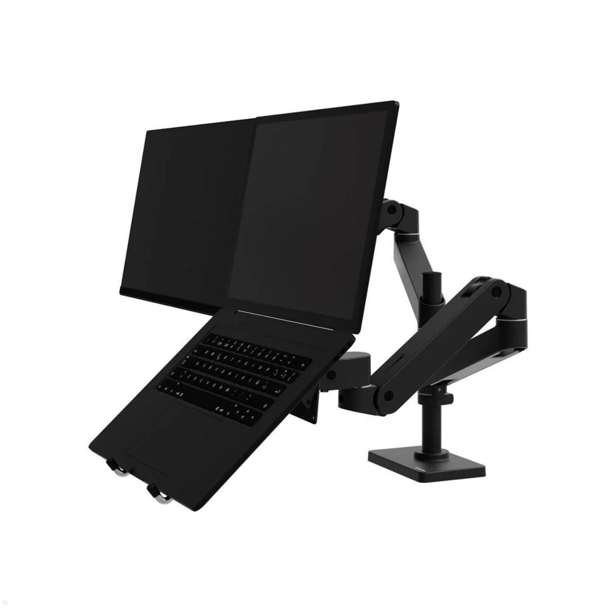 Ergotron LX Pro dual Monitor Tischhalterung mit C-Klemme, hohe Säule mit Laptop