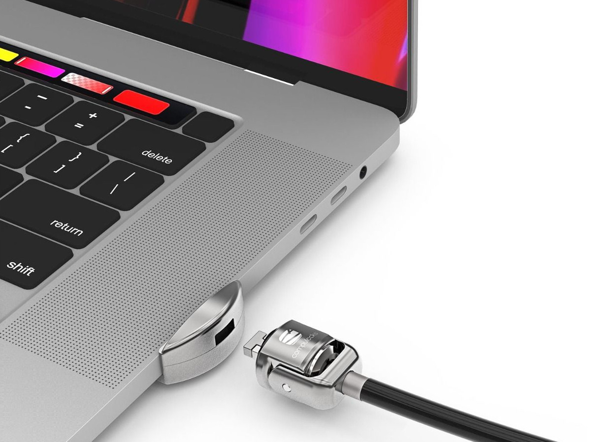 Compulocks Ledge Slot Adapter für MacBook Pro 16 Zoll Laptopschloss Anwendungsbeispiel Compulocks Ledge Slot Adapter für MacBook Pro 16 Zoll Laptopschloss Anwendungsbeispiel