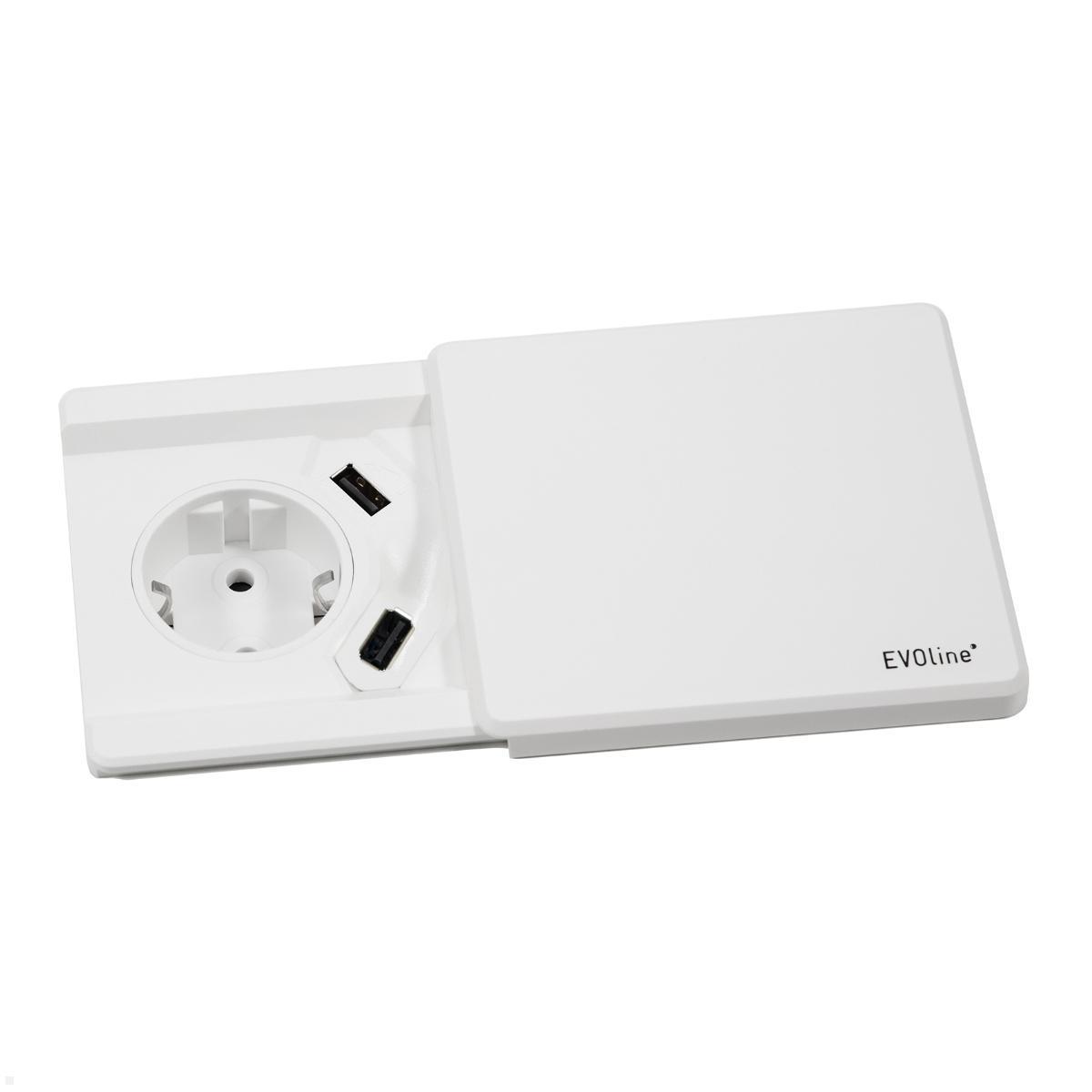 EVOline Square80 Einbausteckdose mit 2x USB Charger, weiß EVOline Square80 Einbausteckdose mit 2x USB Charger, weiß