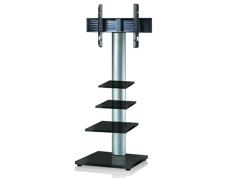 VCM Rahu Schwarzlack Fernsehständer mit 3 Regalen