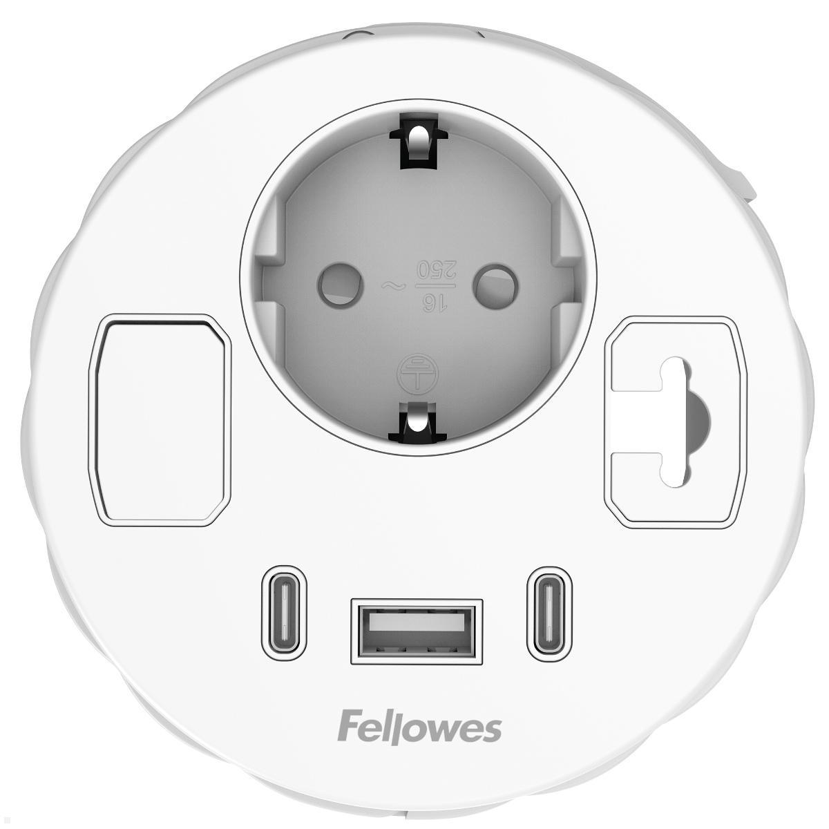 Fellowes Power-Spot Einbausteckdose mit 1x USB-A und 2x USB-C Charger 45W, Draufsicht