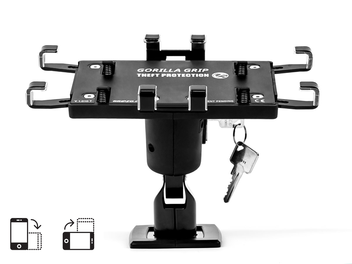 Gripzo Tablet Tisch Halterung schwenkbar 7-11 Zoll DS, schwarz drehbar