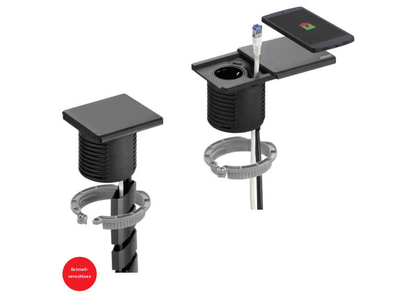 EVOline Square80 1x Schuko mit USB und CAT6 Patchkabel Montage EVOline Square80 1x Schuko mit USB und CAT6 Patchkabel Montage