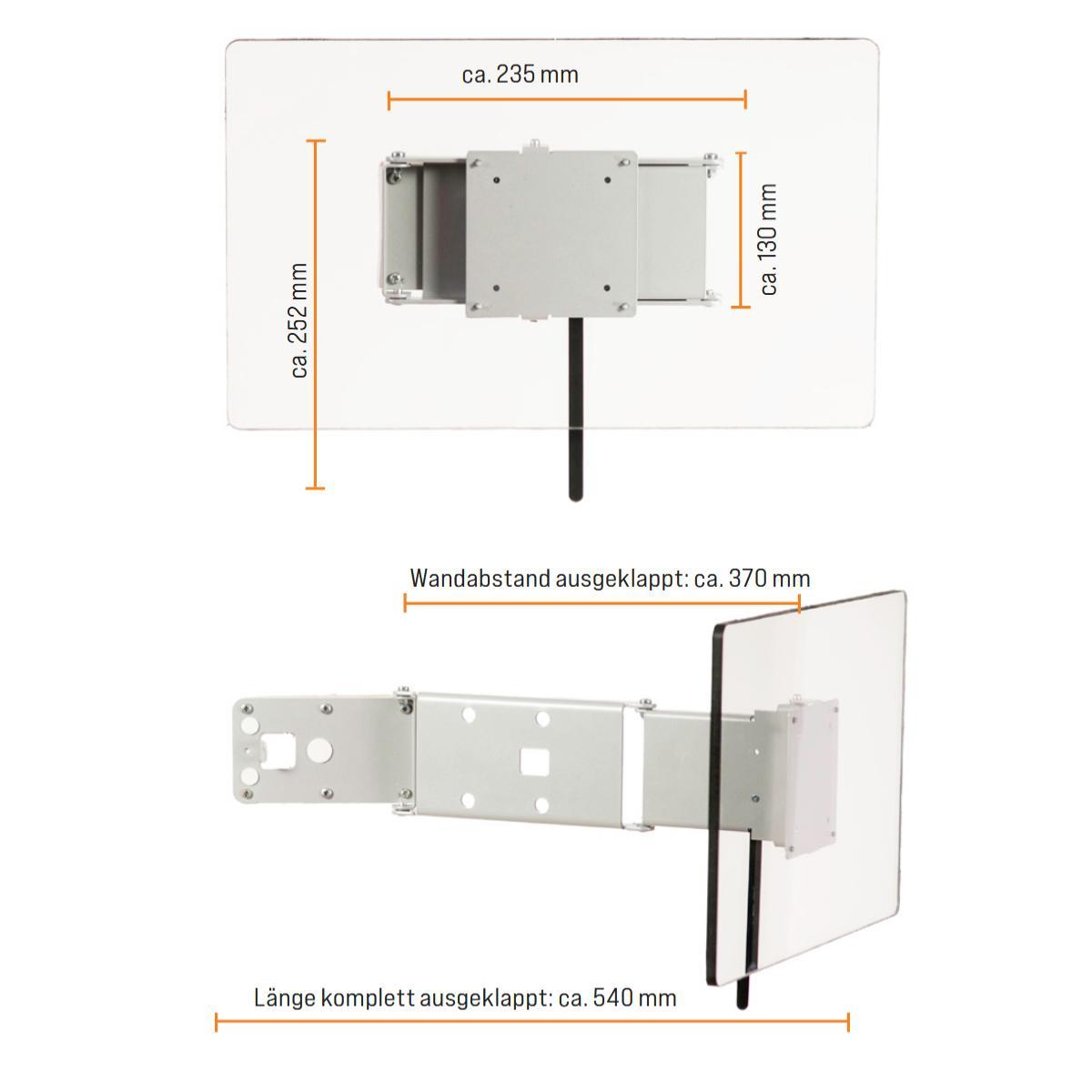 MonLines MWH007B TV Wohnmobil Halter bis 24 Zoll, schwenkbar, Maße