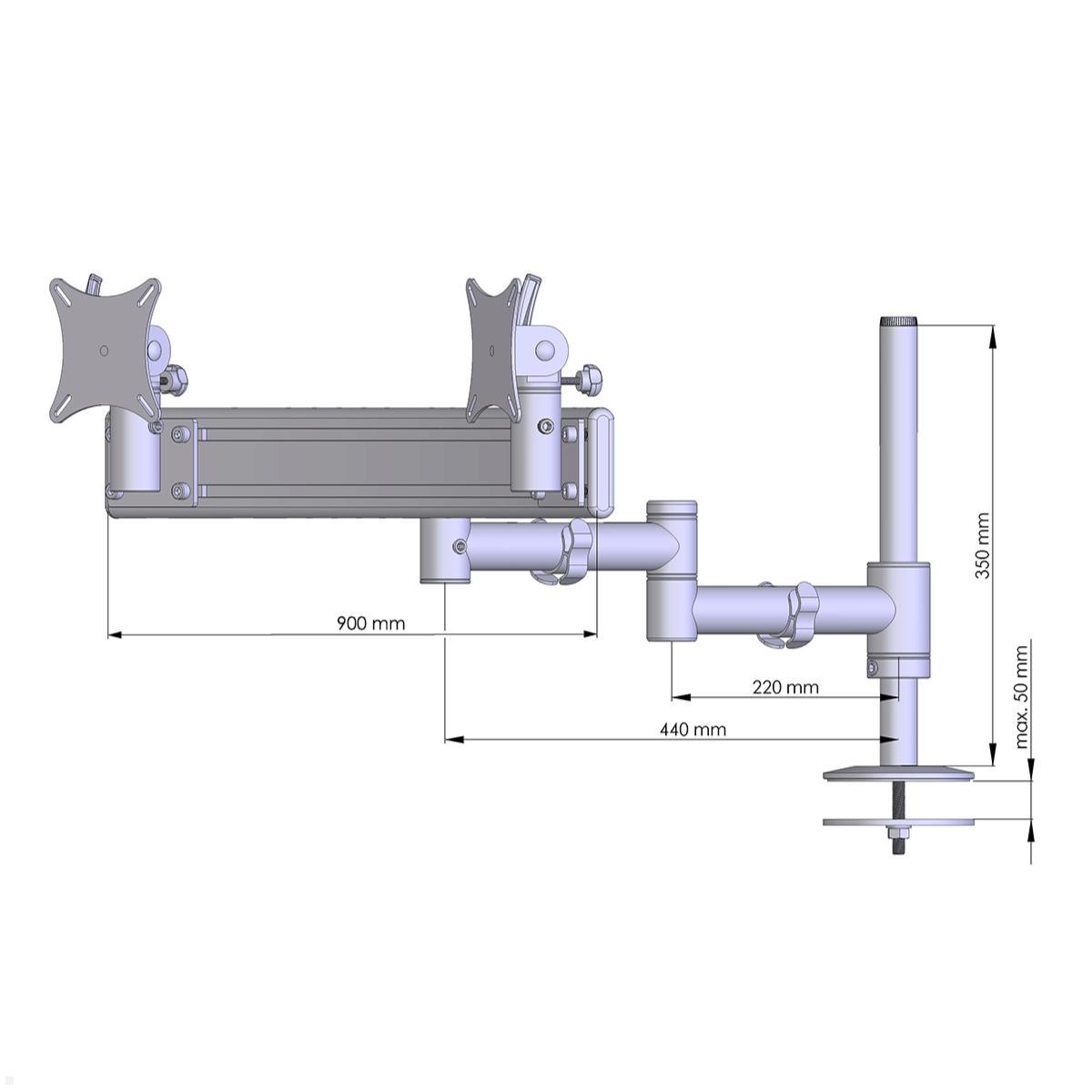 MonLines MTH309G TFT-Vario Tischhalterung für 2 Monitore Durchschraub mit Para System, grau technische Zeichnung MonLines MTH309G TFT-Vario Tischhalterung für 2 Monitore Durchschraub mit Para System, grau technische Zeichnung