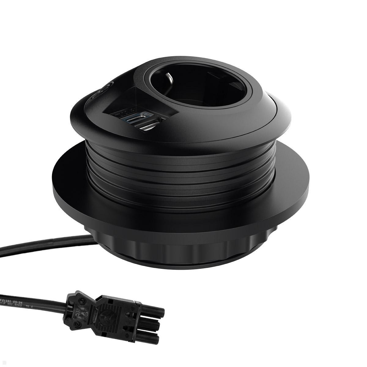 Dataflex Power PixelTUF Einbausteckdose 1x Steckdose, 1x USB-A, 1x USB-C (26.203), schwarz Dataflex Power PixelTUF Einbausteckdose 1x Steckdose, 1x USB-A, 1x USB-C (26.203), schwarz