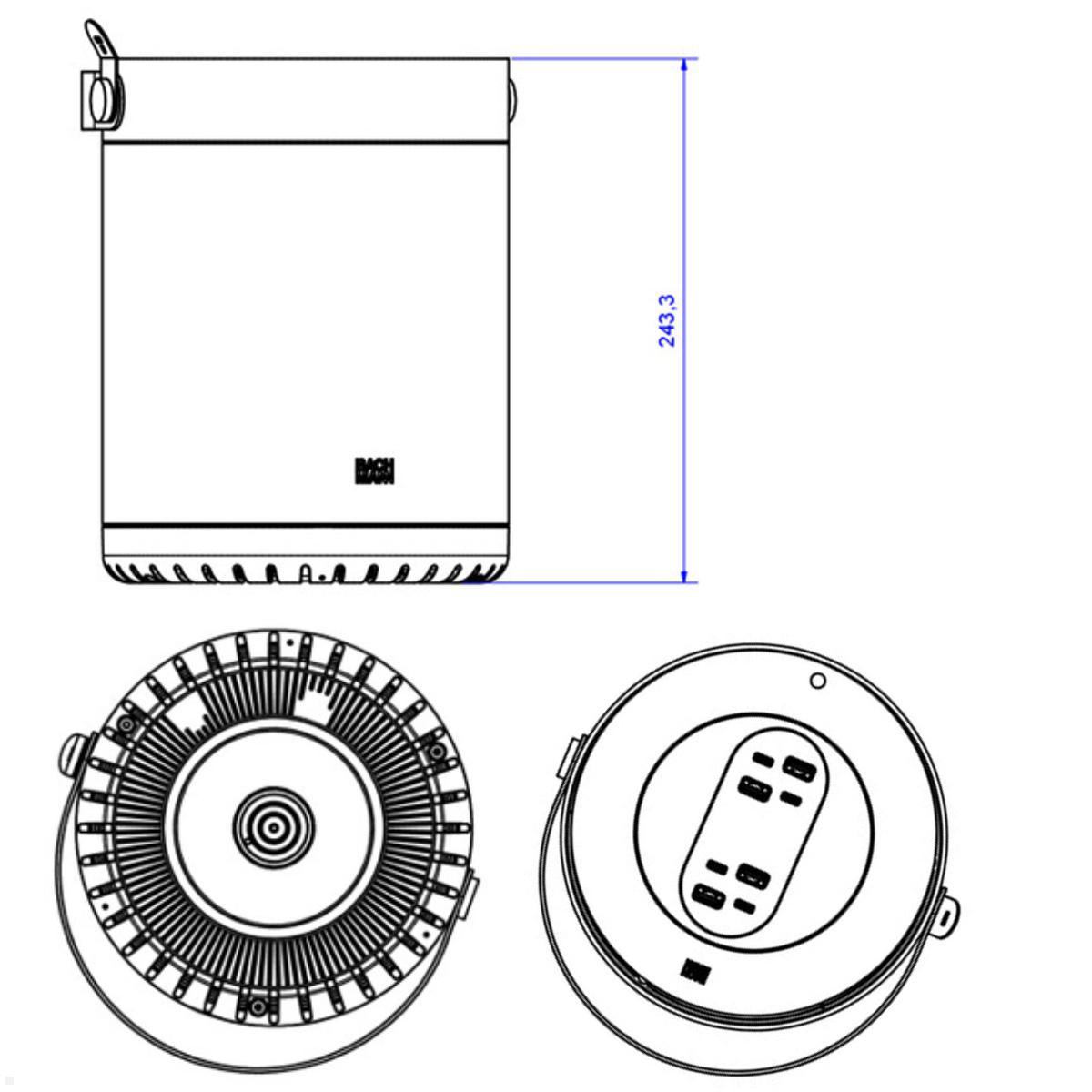 Bachmann MOV:E 4xUSB A/C, schwarz BM0011024 Zeichnung mit Maßen