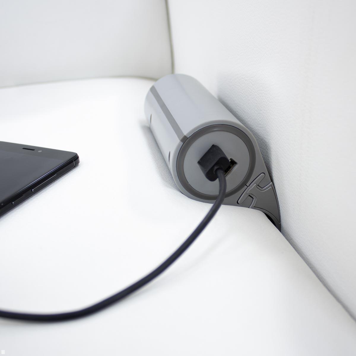 TecLines TSS001G Sofa Steckdose mit 2x USB-A Ladegerät, grau