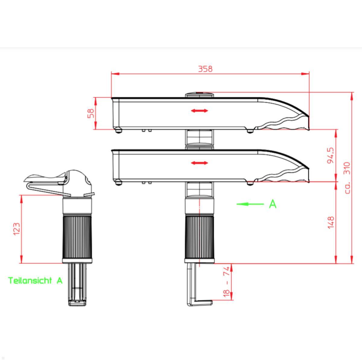 Dokumentenablage für Schreibtisch, Novus Duo II 721+4005+000, Zeichnung Dokumentenablage für Schreibtisch, Novus Duo II 721+4005+000, Zeichnung