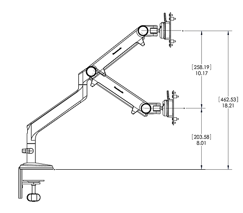 Humanscale M2 Lite höhenverstellbare Tischhalterung M2BSES