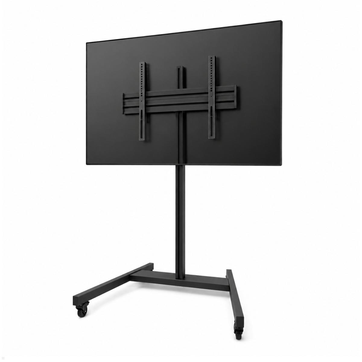 Edbak TRE100 höhenverstellbarer Displaywagen mit Rollen 42 bis 75 Zoll, schwarz, Monitorwagen mit Rollen