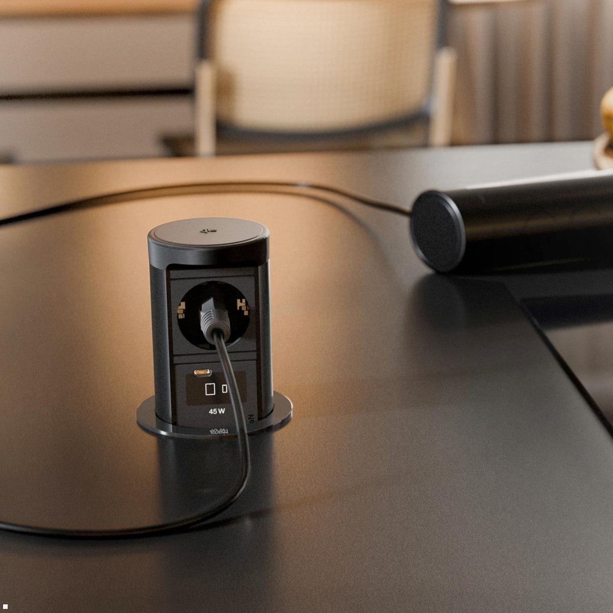 Bachmann ELEVATOR 2 USB-C Ladesteckdose Schwarz matt – Detailansicht