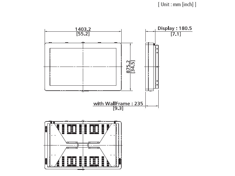 Hyundai H557MSV Outdoor Display Wandhalterung 55" FullHD Maße
