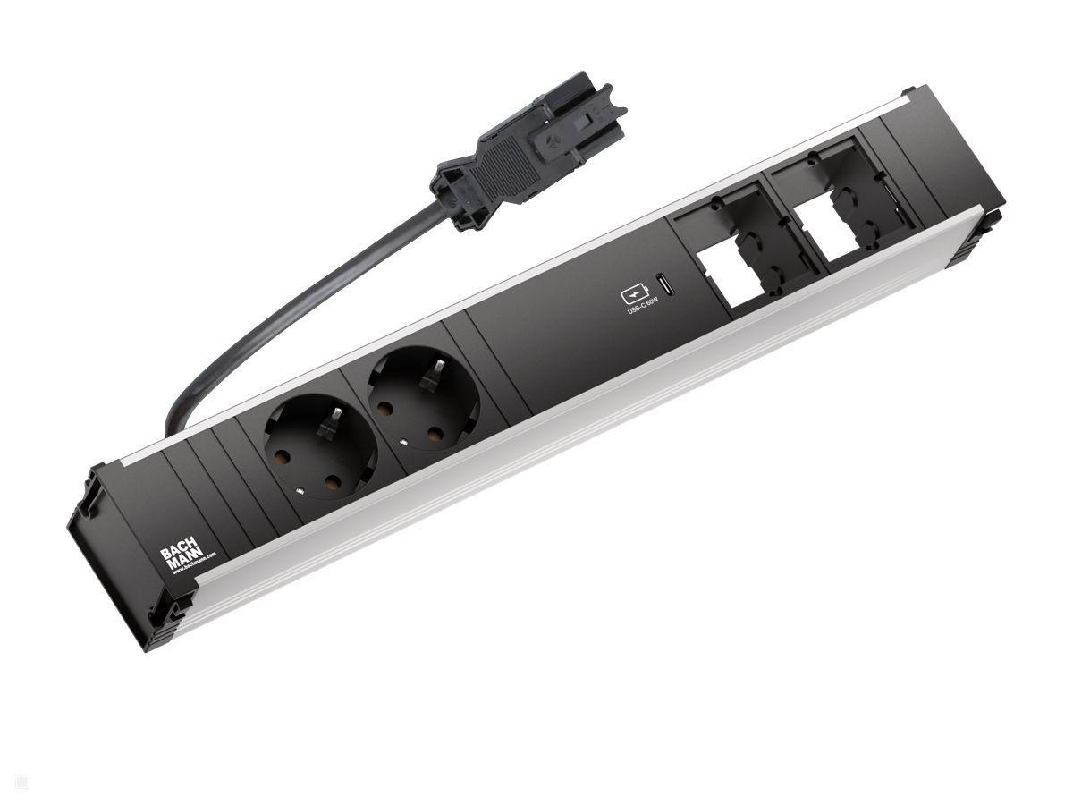 Bachmann CONI Modulträger 5fach, 2x Steckdose 1 USB-C Charger 2x CM (912.169) Bachmann CONI Modulträger 5fach, 2x Steckdose 1 USB-C Charger 2x CM (912.169)