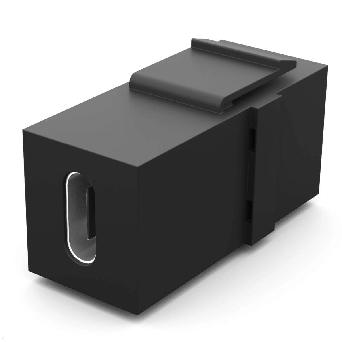 TecLines TKM018 Keystone Modul USB-C 3.2, 240W, Ansicht schwarz