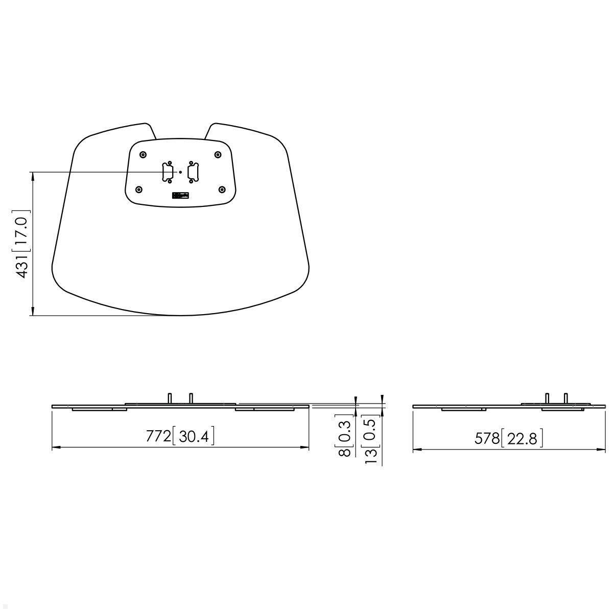 Vogels Zubehör Connect-it PFF 7020 Bodenplatte, schwarz, Zeichnung Maße Vogels Zubehör Connect-it PFF 7020 Bodenplatte, schwarz, Zeichnung Maße