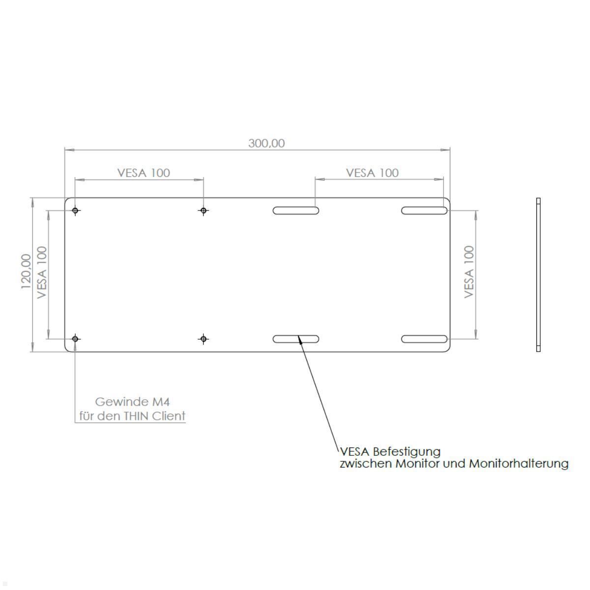 MonLines V010S VESA 100x100 Adapter für Thin Client, Maße