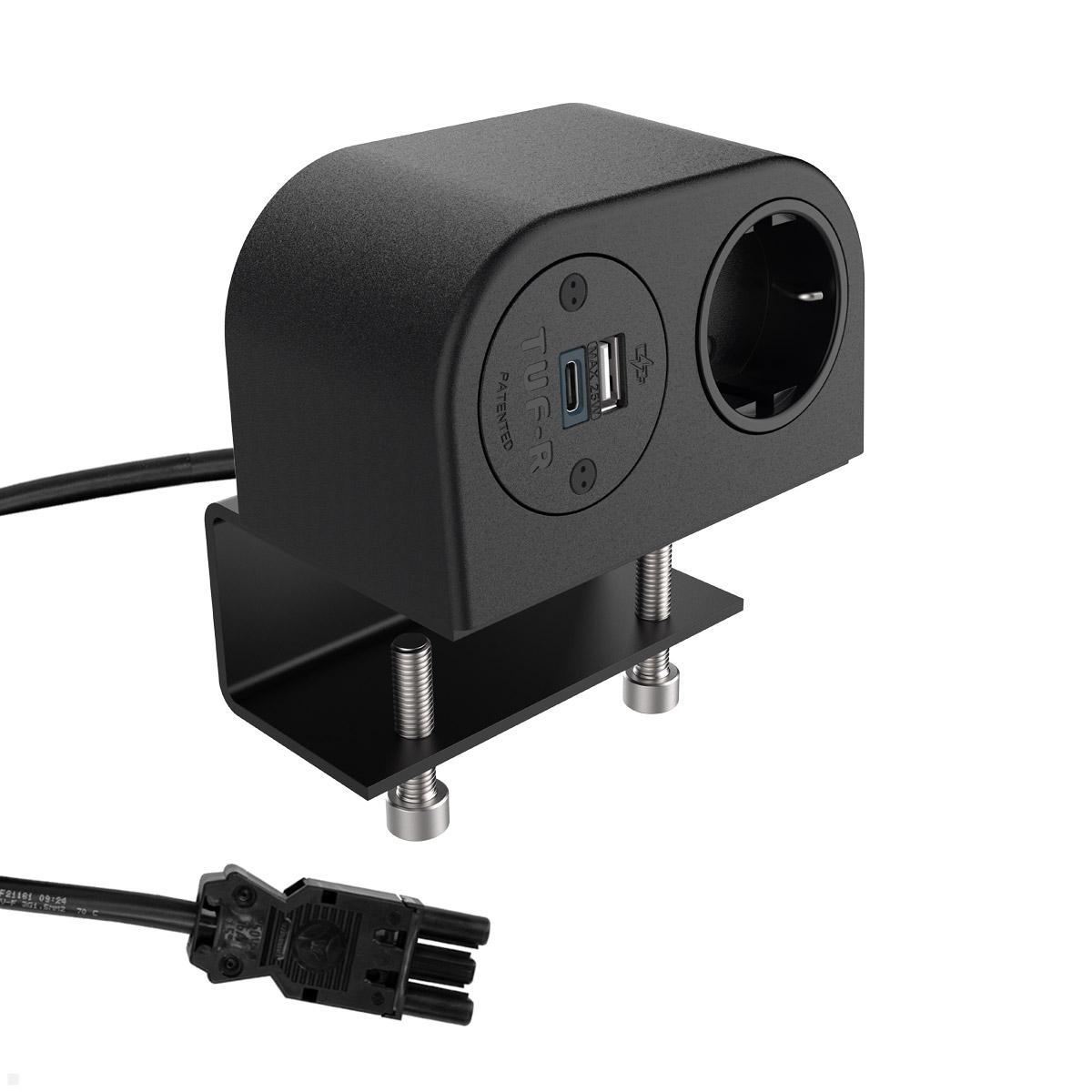 Dataflex Power Phase Tischanschlussfeld 1x Steckdose, 1x USB-A, 1x USB-C (25.203), schwarz Dataflex Power Phase Tischanschlussfeld 1x Steckdose, 1x USB-A, 1x USB-C (25.203), schwarz