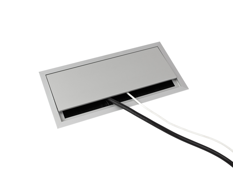 TecLines TKD007 Kabeldurchführung 110x320mm, silber/schwarz Kabeldurchlass Schreibtisch TecLines TKD007 Kabeldurchführung 110x320mm, silber/schwarz Kabeldurchlass Schreibtisch