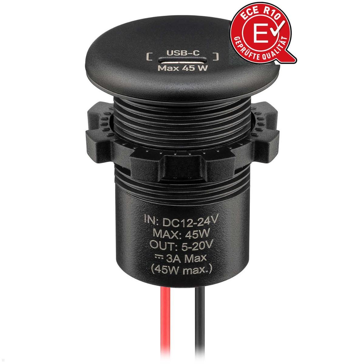 Comount USB-C Einbaucharger PD 45W mit offenen Kabelenden, Power Delivery Caravan