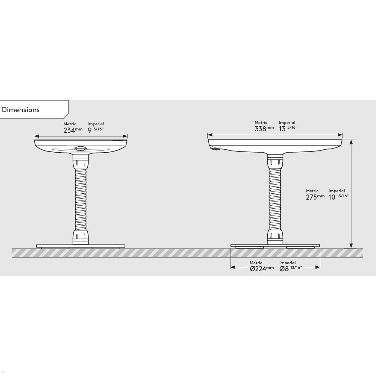 Bouncepad COUNTER FLEX Tischständer Apple iPad 10.9 (10. Gen.), weiß, Abmessungen Bouncepad COUNTER FLEX Tischständer Apple iPad 10.9 (10. Gen.), weiß, Abmessungen