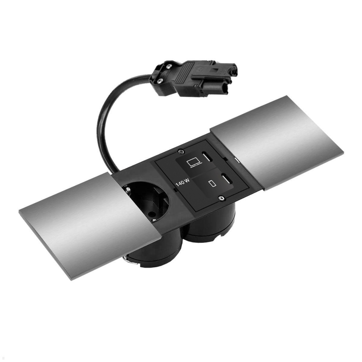 Bachmann DUE USB-C Einbausteckdose, Edelstahl-Optik