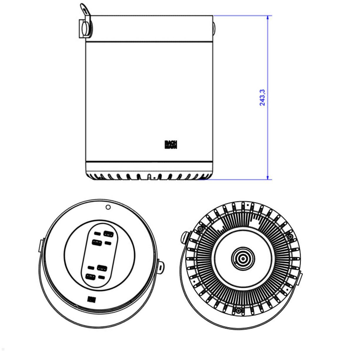 Bachmann MOV:E Power Unit 4x USB A/C Charger mit Schloss Adapter, weiß (BM0011025), Maße