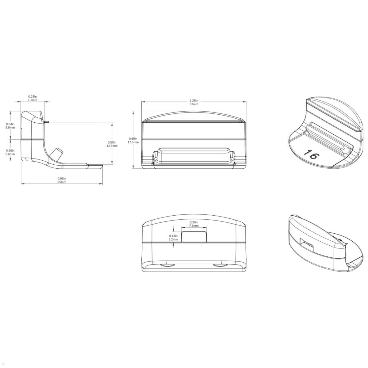 Compulocks Ledge Adapter, Zahlenschloss MacBook Pro 16 Zoll, Technische Zeichnung Compulocks Ledge Adapter, Zahlenschloss MacBook Pro 16 Zoll, Technische Zeichnung