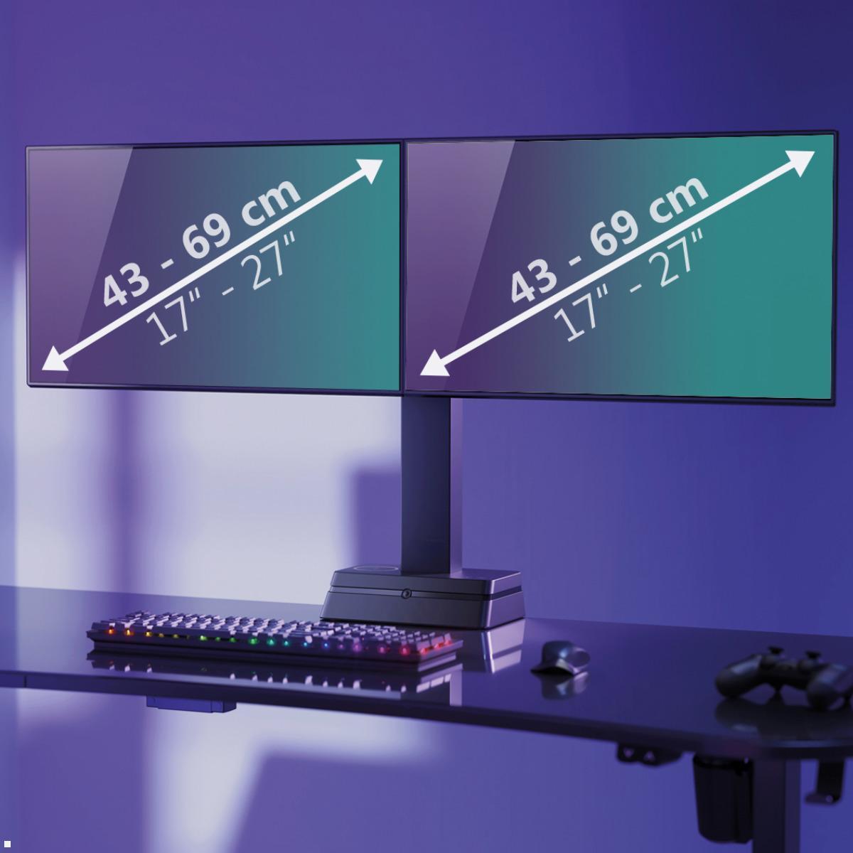 MonLines MTH021B dual Monitor Tischhalterung elektrisch 17 - 27 Zoll, schwarz, Gaming PC Halter MonLines MTH021B dual Monitor Tischhalterung elektrisch 17 - 27 Zoll, schwarz, Gaming PC Halter