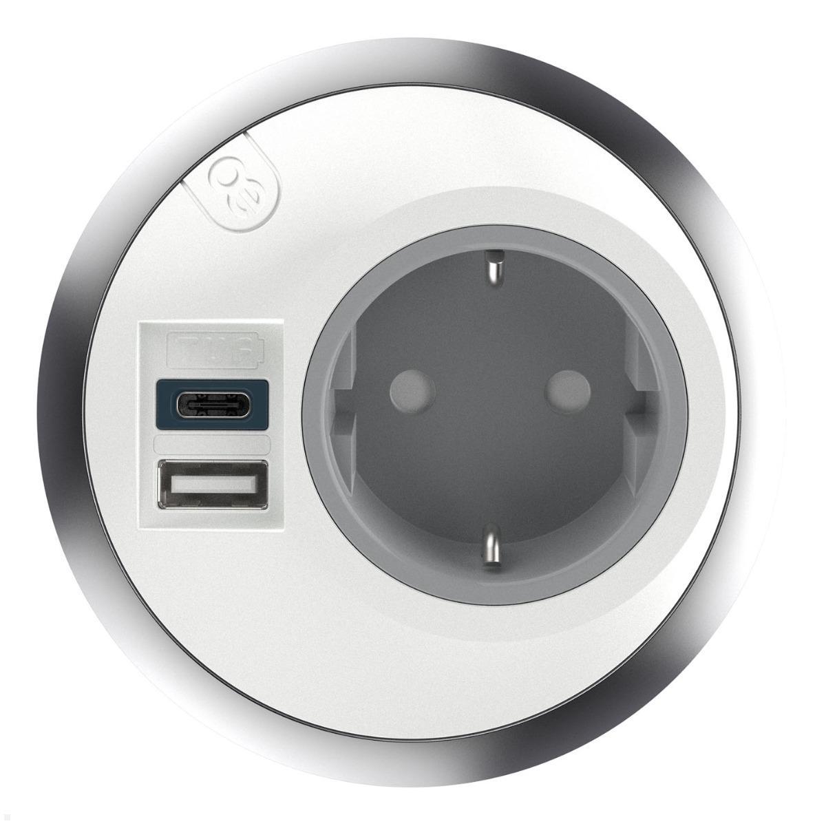 Dataflex Power PixelTUF Einbausteckdose 1x Steckdose, 1x USB-A, 1x USB-C (26.200), weiß Anschlüsse Dataflex Power PixelTUF Einbausteckdose 1x Steckdose, 1x USB-A, 1x USB-C (26.200), weiß Anschlüsse