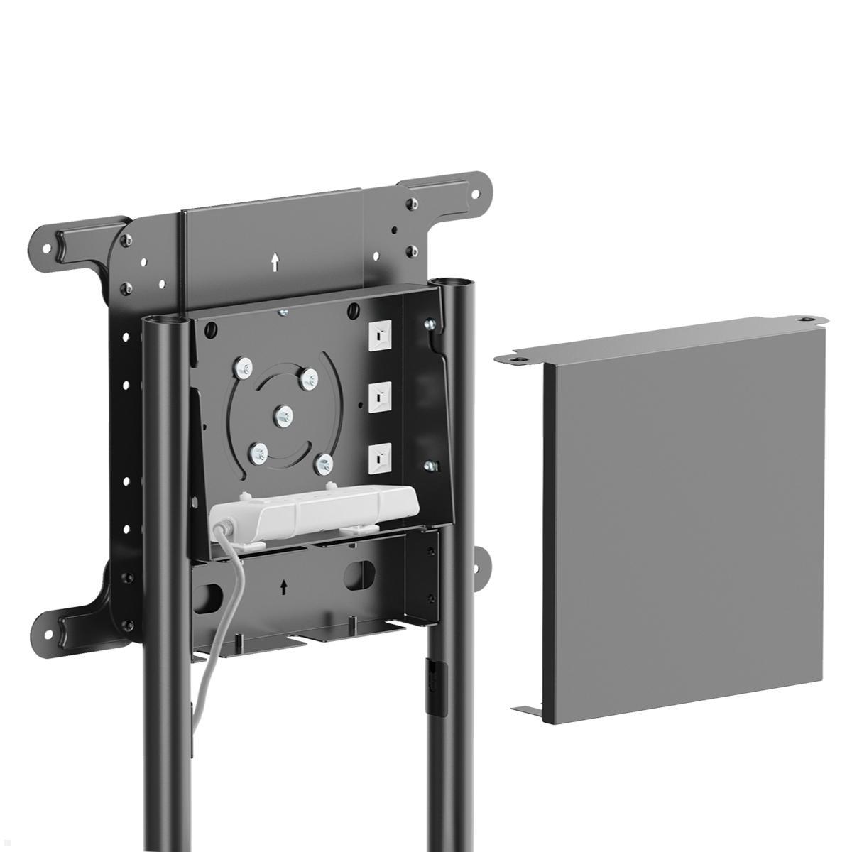 MonLines MBS029B mobiler Monitorständer mit Pivotfunktion, 37-70 Zoll, schwarz, Geräteablage für Zubehör