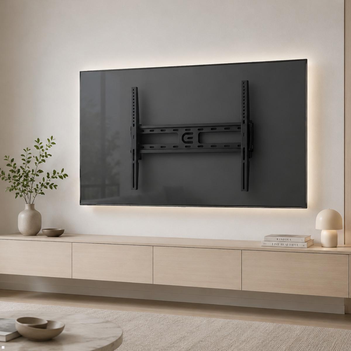 Edbak FSM4040-F flache TV Wandhalterung 32 bis 75 Zoll, schwarz, flache Wandhalterung