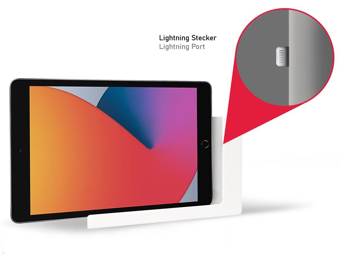 TabLines TWP004W Wandhalterung für iPad 10.2 (7./8. Gen.), weiß, Ladefunktion TabLines TWP004W Wandhalterung für iPad 10.2 (7./8. Gen.), weiß, Ladefunktion