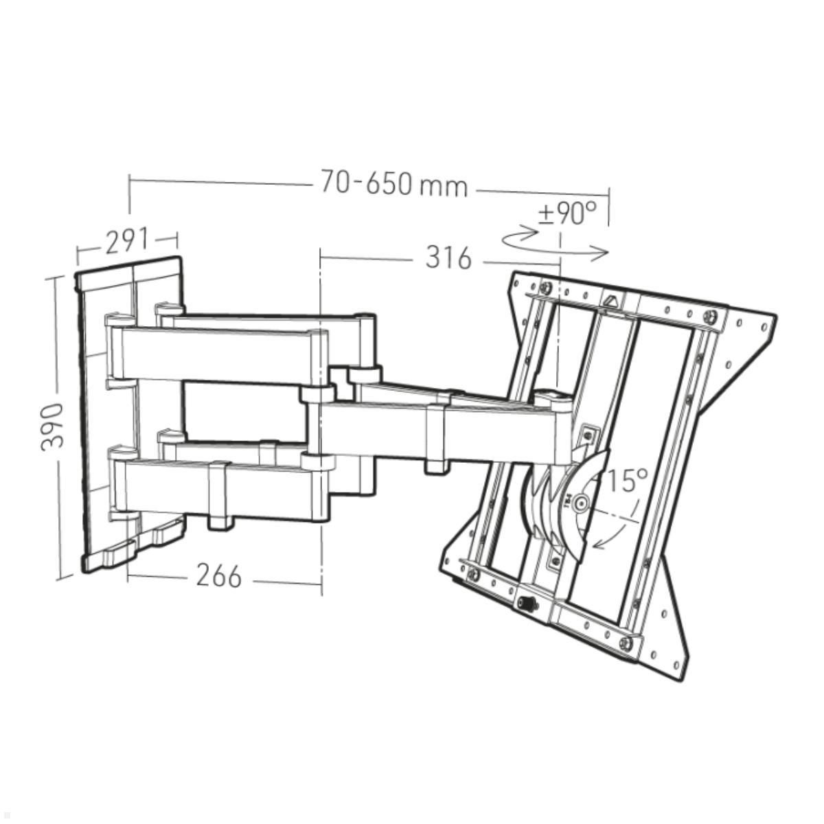 Erard WAM XXLTW3 neigbare, schwenkbare TV Wandhalterung 40 - 100 Zoll Zeichnung
