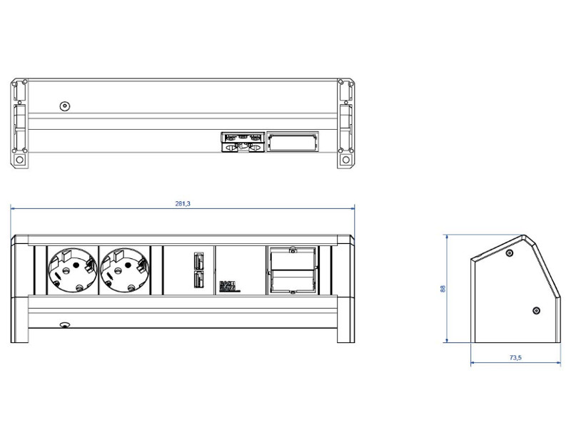 Bachmann DESK 1 3x Steckdose 1x HDMI 1x CAT6 902.0001 Maße Bachmann DESK 1 3x Steckdose 1x HDMI 1x CAT6 902.0001 Maße