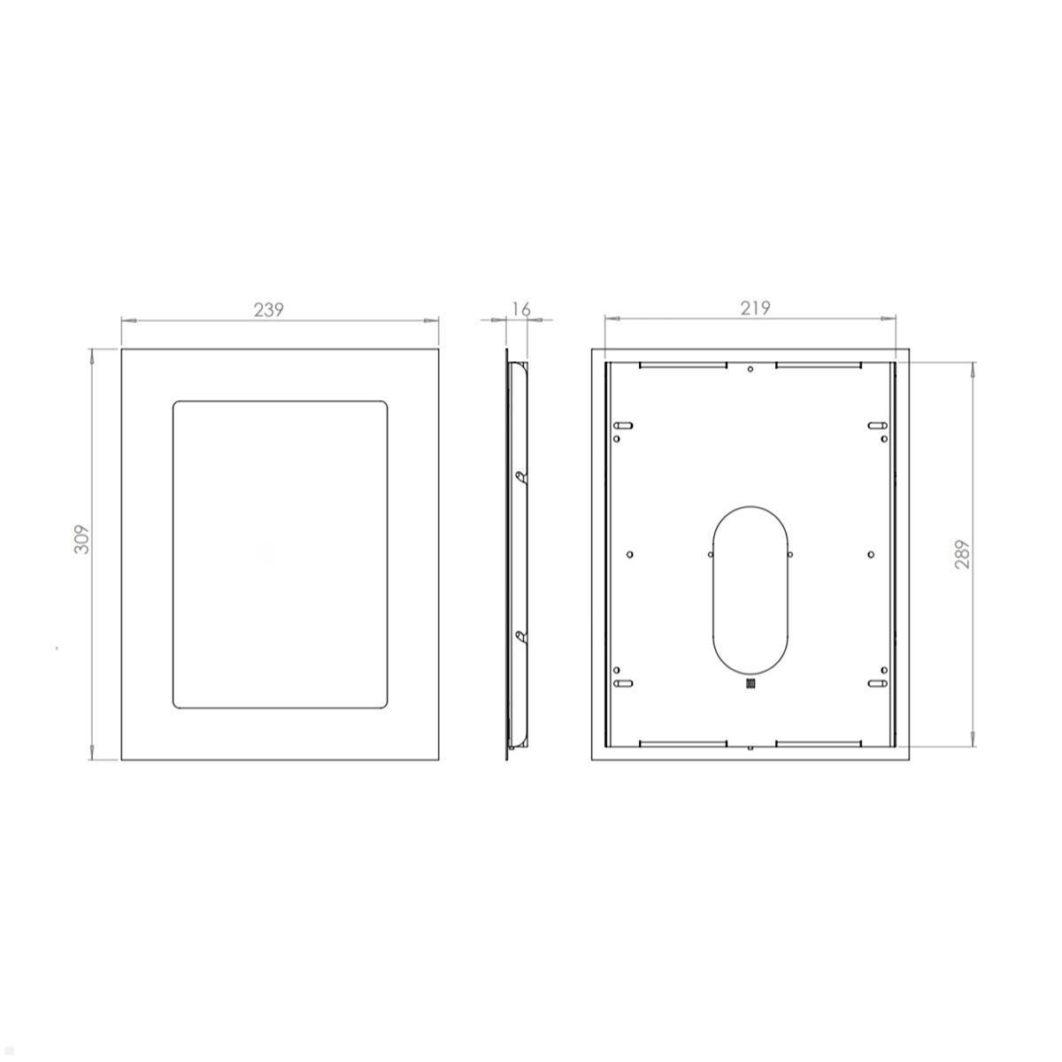 TabLines TWE091W Tablet Wandeinbau für Apple iPad Air 4 und 5, weiß, Zeichnung Maße TabLines TWE091W Tablet Wandeinbau für Apple iPad Air 4 und 5, weiß, Zeichnung Maße